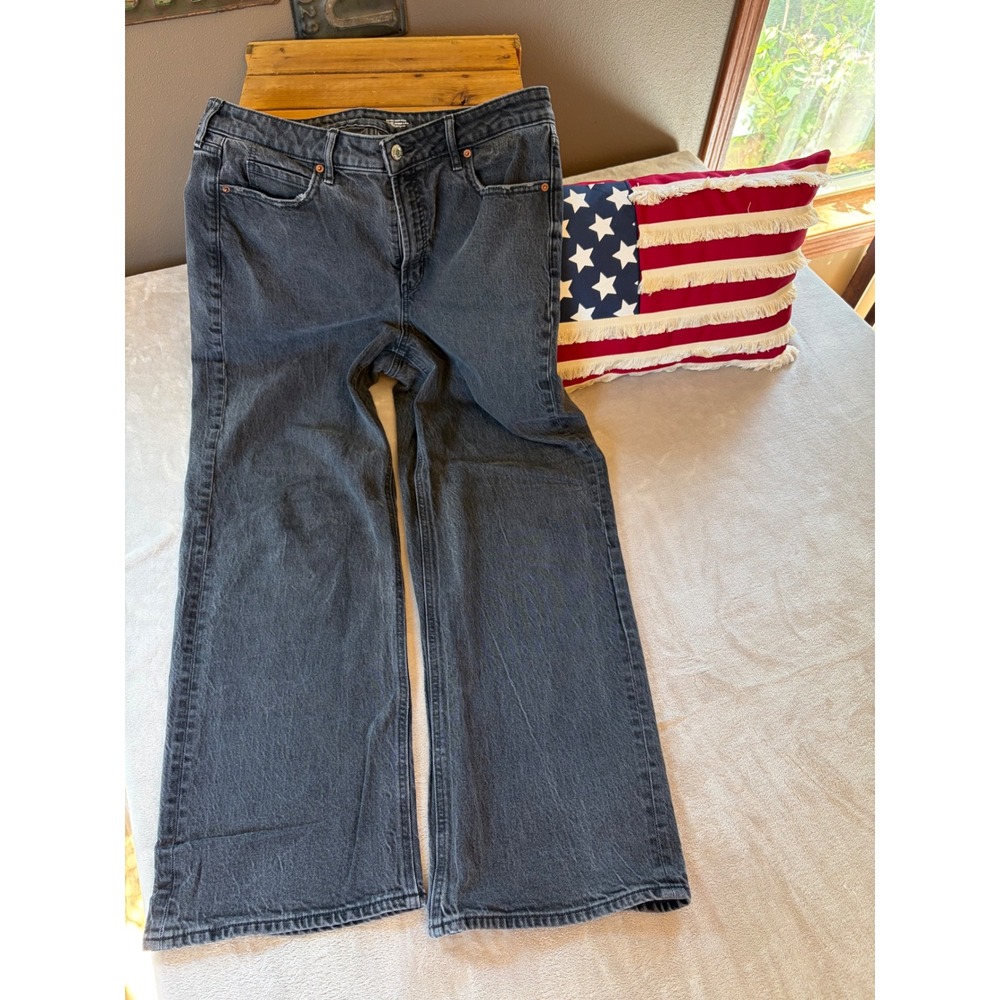 Old Navy Sky-Hi Wide Leg Extra High Rise Jeans Washed Black 14